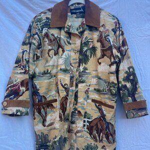 VINTAGE COVERUPS All Over Print Horse Jacket size S Women’s 90s shoulder pads